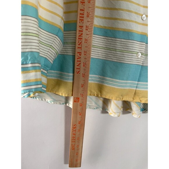 J. Jill Silk Top 2X Button‎ Up Long Sleeve Stripe Classic Nautical Work Classic - Picture 5 of 9